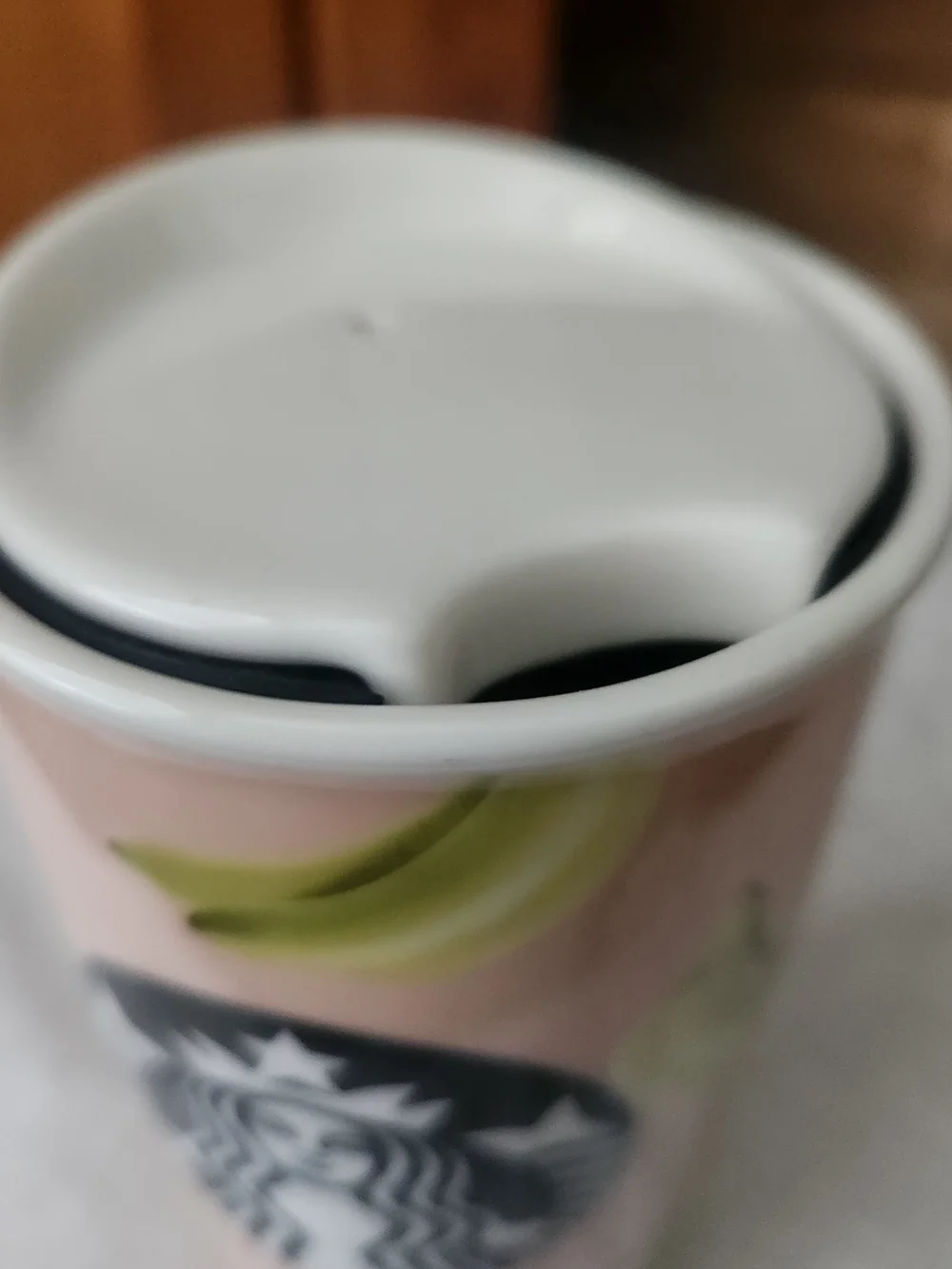 Starbucks 2015 Pink Banana Themed Ceramic Tumbler- 12oz Travel Mug w/ Lid